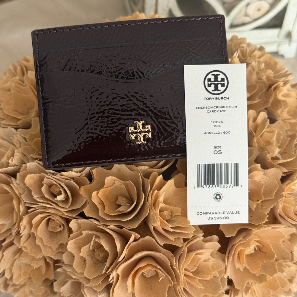 New! Tory Burch EMERSON CRINKLE SLIM card case in AGNELLO - Picture 4 of 5